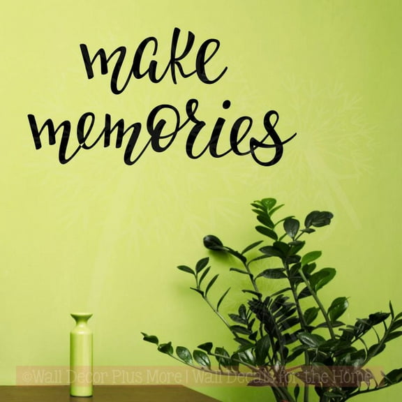 Cursive Wall Words Vinyl Lettering Make Memories Family Wall Quote Decals 23x12-Inch Black