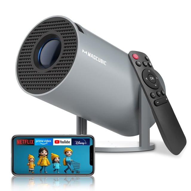 Magcubic Proyector 4K 1080P Compatible con WiFi y Bluetooth, Miniproyector Portátil, Llavero Automático, Cine en Casa Giratorio 180°, HY300 Pro 2025 Mejorado