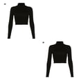 thumbnail image 3 of Jumpingount 2021 mujeres Sexy ceñido al cuerpo fiesta vendaje espalda descubierta correas Clubwear camiseta cuello bajo triangulación de envío Negro M 2piezas Jumpingount CBP167299, 3 of 6