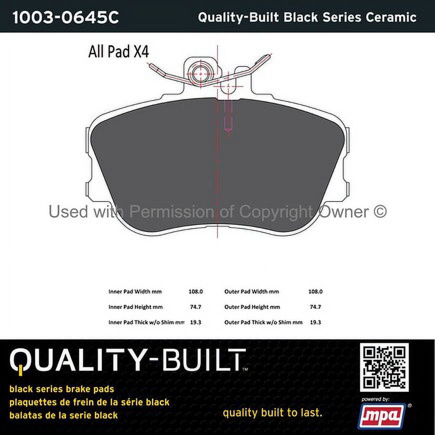 Mpa Electrical 1003-0645C Quality Built Black Series Ceramic Brake Pads W/