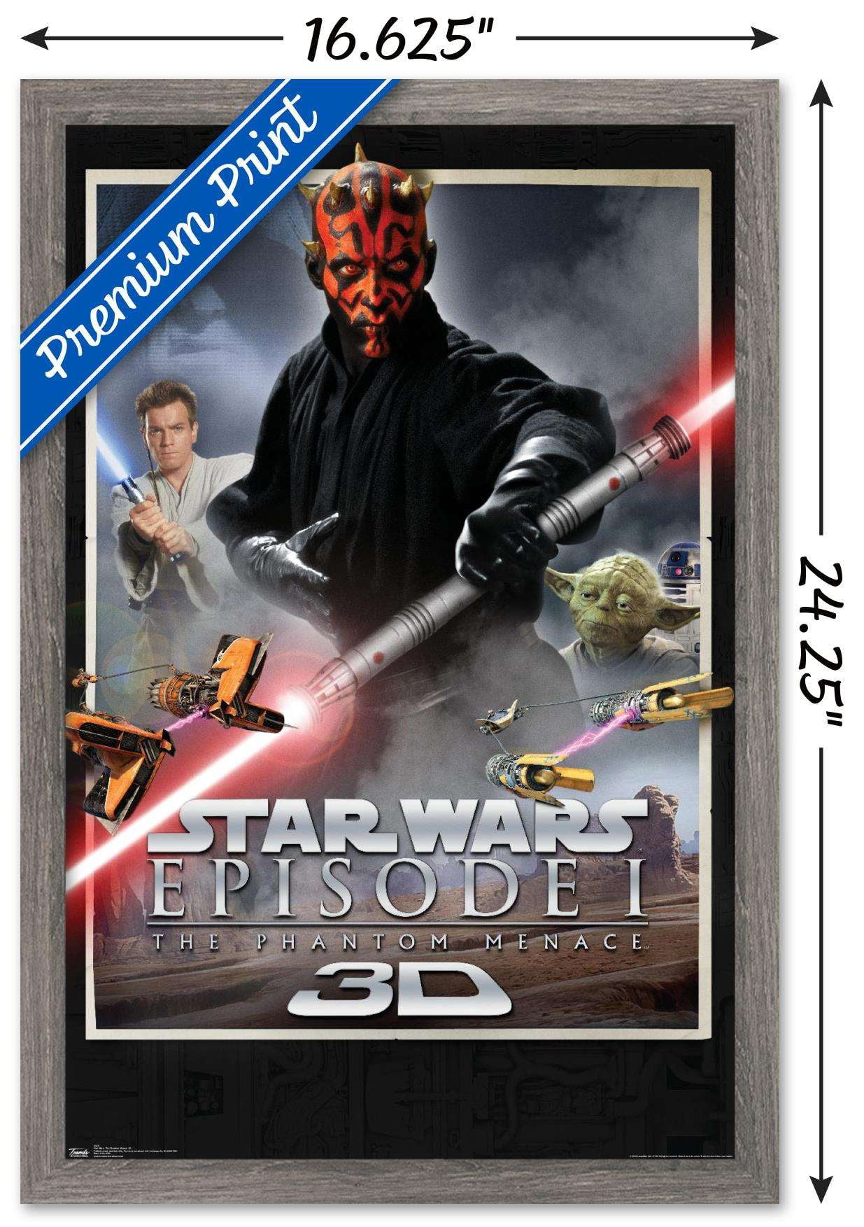 Star Wars: The Phantom Menace - 3D One Sheet Wall Poster, 14.725" x 22.375", Framed