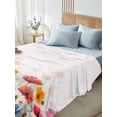 thumbnail image 4 of Spring Floral Queen Size Flat Sheet, Wrinkleproof & Fadeproof Cooling Flat Bed Sheet Only, Pink Orange Flowers Summer Botanical Breathable Soft Bedding Top Sheets 90 x 102 Inches, 4 of 8