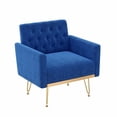thumbnail image 1 of Sillón de terciopelo Sofá único Sillas de lectura laterales tapiceadas modernas con brazo y pierna de metal de oro para sala de estar dormitorio, 1 of 5