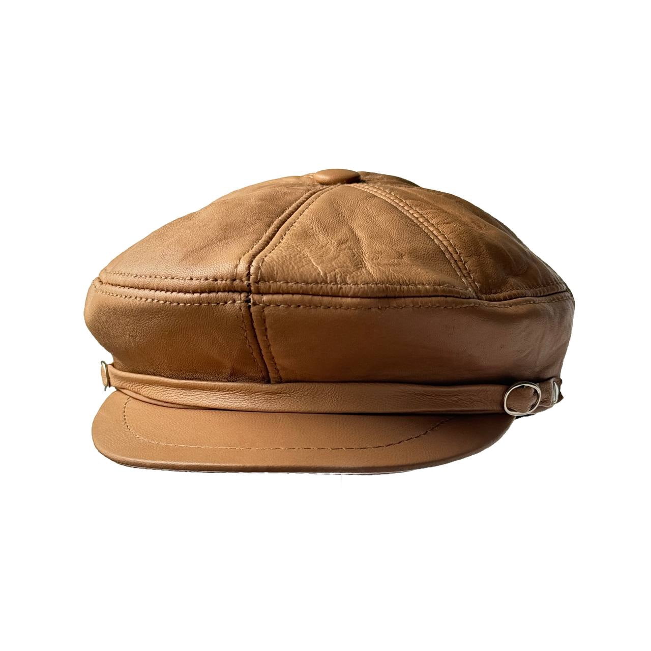 Lukkizara Leather Ivy Cap Men,s Newsboy Hat Cabbie Beret Real Leather Hat Vitage Style (US, Alpha, 3X-Large, Tan)