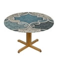 thumbnail image 3 of RUIYC Geometric Elastic Round Tablecloth, Retro Blue Gray Abstract Fitted Tablecloths for Round Table Oil-Proof Waterproof Table Cloth, 3 of 7