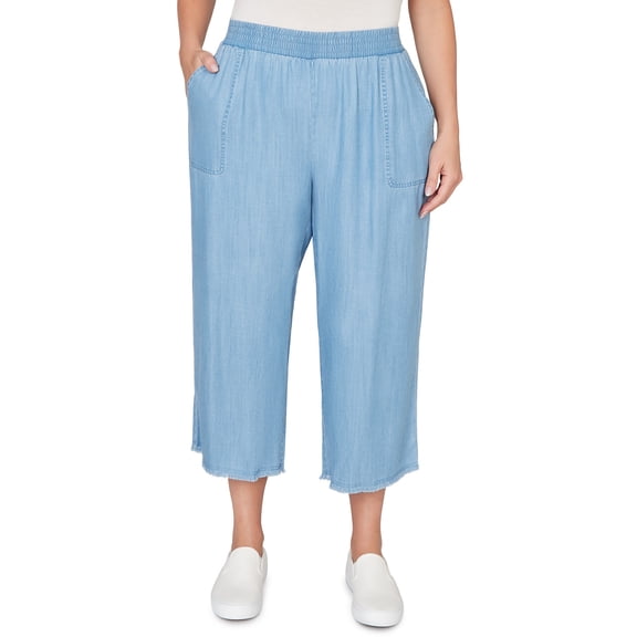 Alfred Dunner Womens Plus-Size Wide Leg Patch Pocket Ankle Pant