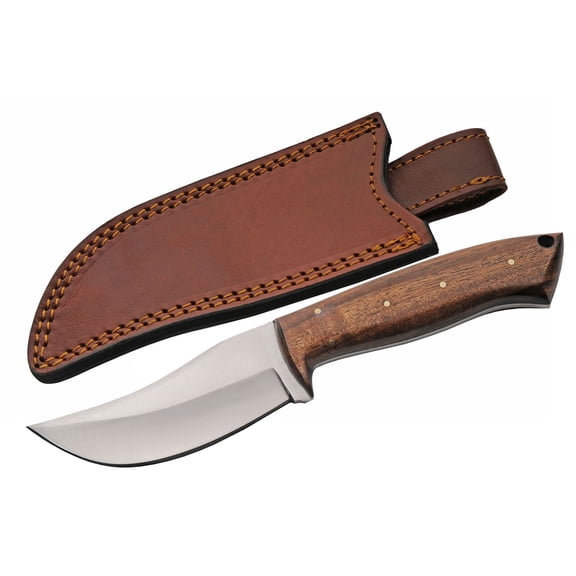 Rite Edge 9" Fixed Blade Hunter Knife with Stainless Steel Blade, Full Tang Wood Handle and Brass Pins, Outdoor Utility Knife