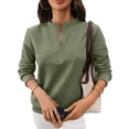 thumbnail image 5 of Women's Half Zip Tops Crew Neck Long Sleeve Texture Pullover Fall Winter Fashion Casual Sweatshirts Loose Fit (XL, Army Green), 5 of 9