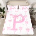 thumbnail image 2 of Manfei Letter P Monogrammed Bed Sheets,Cute Bow Knot King Sheets,Pink Glitter Print Sheet Set For Girl,Microfiber Room Decorative,4pcs, 2 of 7