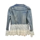 thumbnail image 3 of Chaqueta vaquera retro de talla grande para mujer, abrigo informal con encaje, 3 of 5