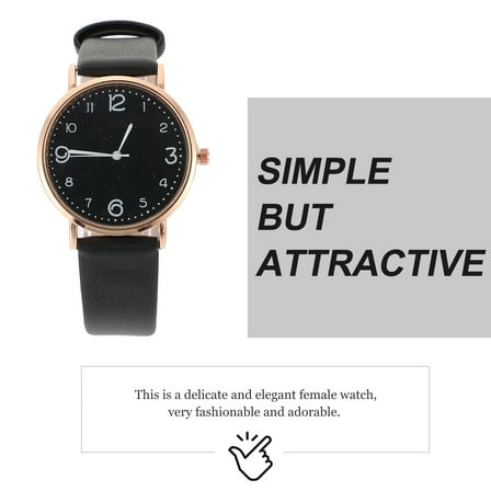 PTOOTP 1Pcs Black Wristwatch for Women with Precise Timekeeping and Leather Band