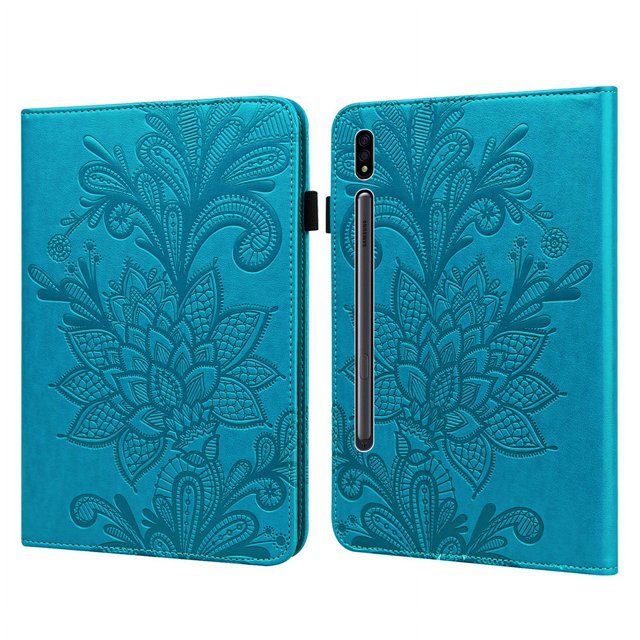 For Samsung Tab S9 S8 S7 Case Cute Flower Butterfly Embossed for Galaxy Tab S8 S9 Cover 11inch for Samsung Galaxy S9 Tablet Case Blue-LS For Tab S7 11 inch