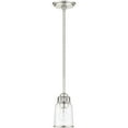 thumbnail image 2 of 1 Light Brushed Nickel Mini Pendant with Hand Blown Clear Seeded Glass Shade, 2 of 5