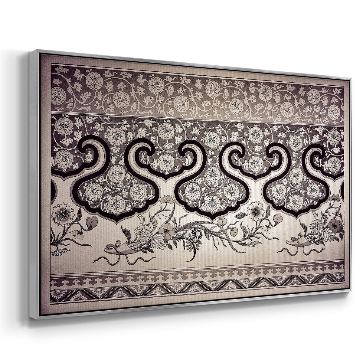 Vintage Abstract Print-XXV Framed in Silver Wood Gallery Wrapped Canvas 27 in. x 41 in.