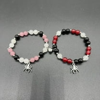 Opehuo Natural Stone Beaded Love Magnetic Couple Bracelet,Ghost Butterfly Panda Love Pendant Couple's String,Crystal Matching Heart Couples Bracelets for Valentine's Day Gifts(E)