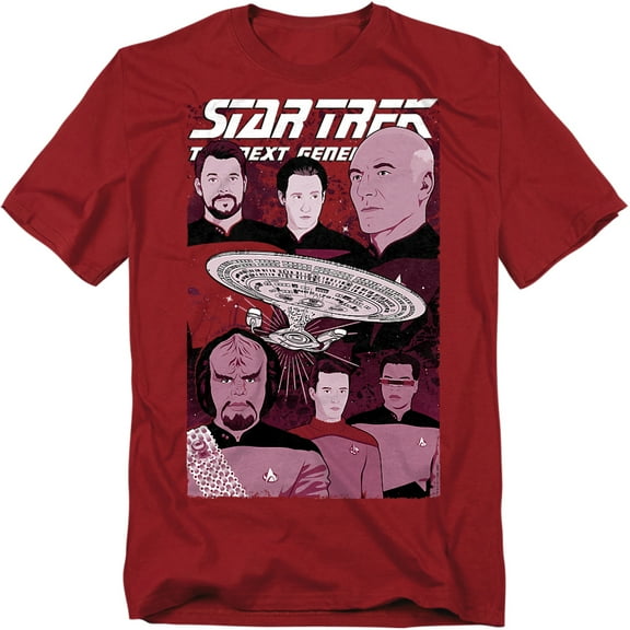 Star Trek Captain And Crew Adult 18/1 T-Shirt Cardinal