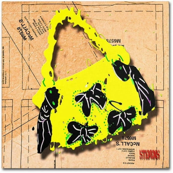Trademark Fine Art "Bow Purse Black on Yellow" Canvas Art by Roderick Stevens