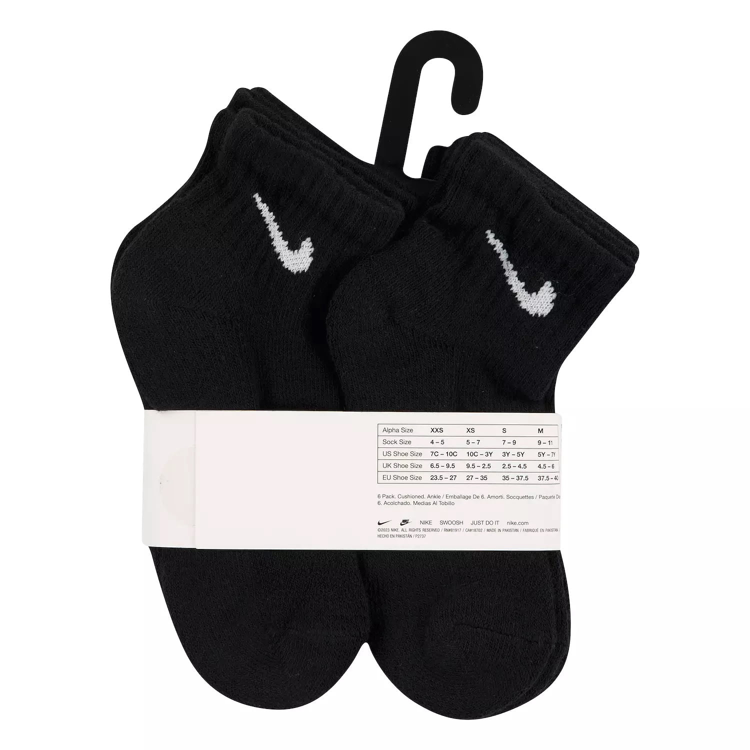 Nike Boy's Mesh & Cushioned Ankle Socks 6-Pack (Little Kid) Black 4-5 Little Kid