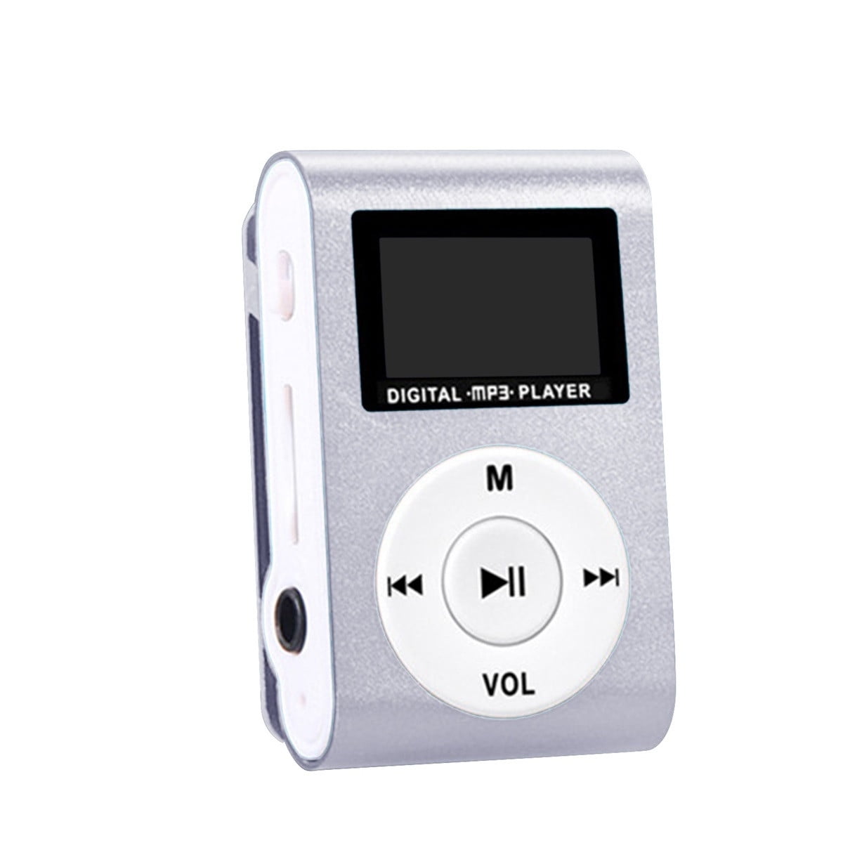 MP3 Player Kids Mini Clip Support 32GB Micro SD TF Silver 