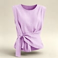 thumbnail image 7 of TEAJOPSUU Tank Tops for Women Round Neck Sleeveless Summer Shirts Cotton Linen Blend Tie Front Solid Color Tank Tops Loose Fit Casual Blouses Purple, 7 of 7