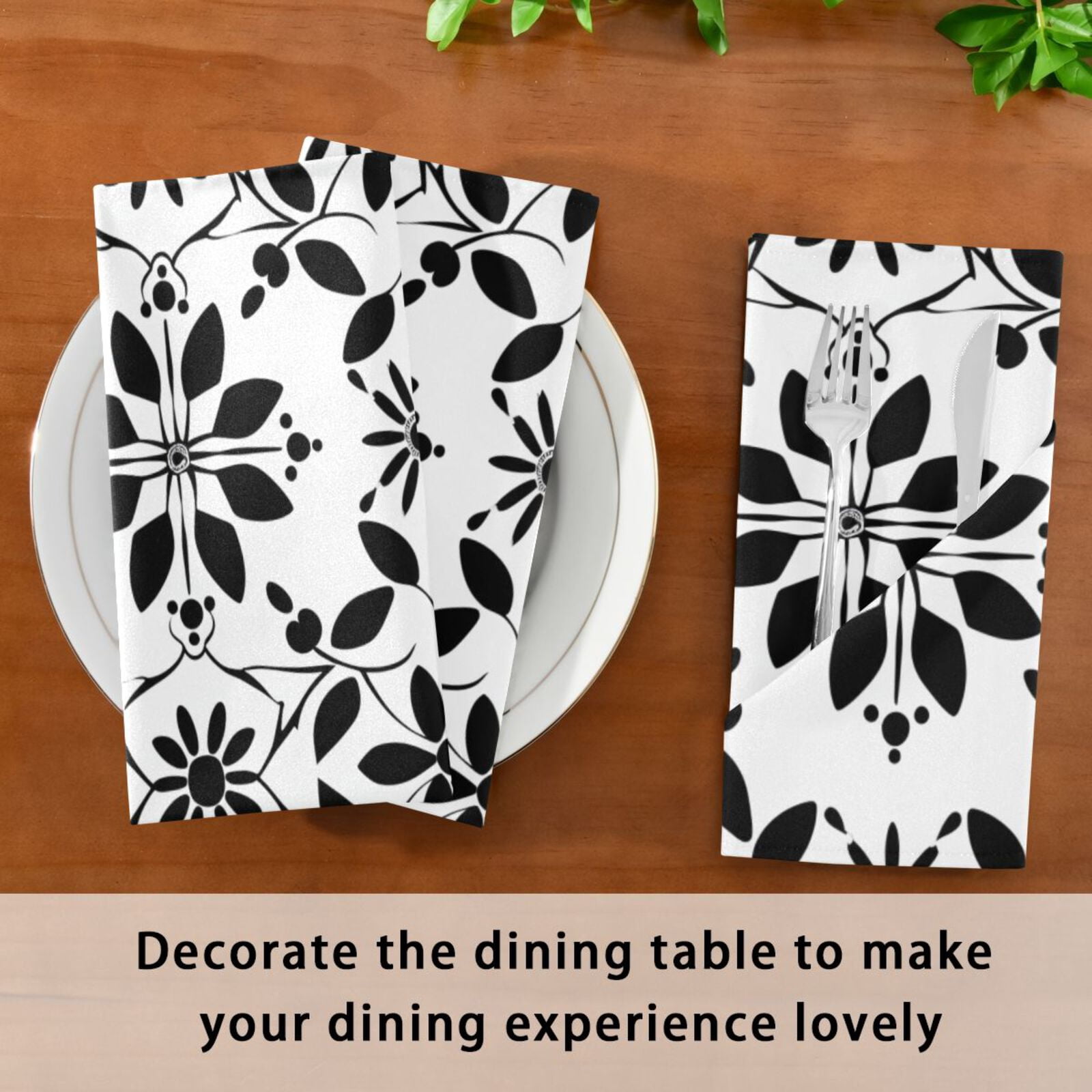 JSTEL Geometric Abstract Floral Cloth Napkins Set of 6, 20x20 Inch Washable and Reusable Napkin for Decoupage Dinner Party Everyday Use
