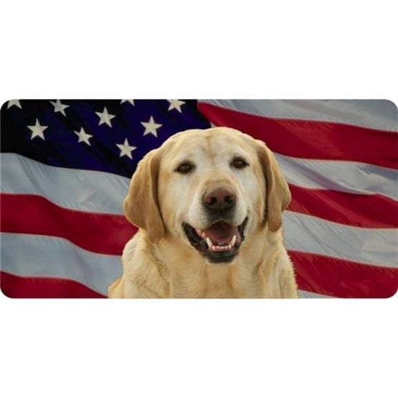 212 Main LPO952 Yellow Lab on American Flag Photo License Plate