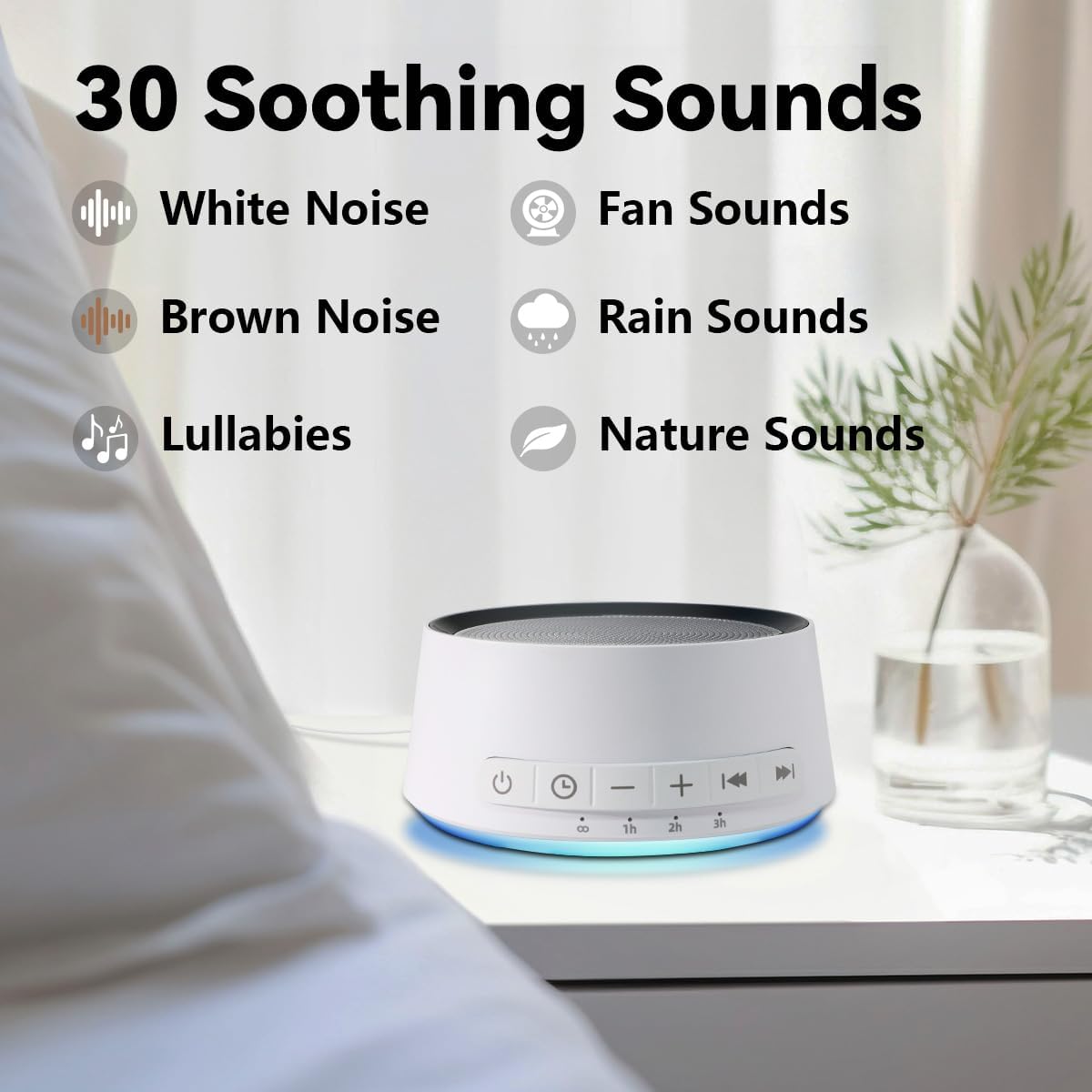 Sound Machine Night Light White Noise Machine with 30 Soothing Sounds 12 Colors Night Light Sleep Machine for Baby Kids Adults Brown Pink Nosie Machine with 32 Volume Levels for Office Home Travel