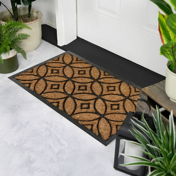 Northlight Wedding Ring Coir Non-Skid Doormat - 30" x 18"