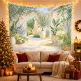 thumbnail image 3 of Mediterranean Patio Garden with Stone Archway and Potted Plants Serene Impressionist for Art Lovers Botanical Wall Art Housewarming Gift Tapestry Wall Hanging for Living Room and Dorm, 3 of 7