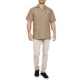 thumbnail image 4 of J. METHOD Men's Short Sleeve Cuban Guayabera Button Down Shirts Classic Embroidered 4 Pockets Casual Top NEMT112 Khaki M, 4 of 6