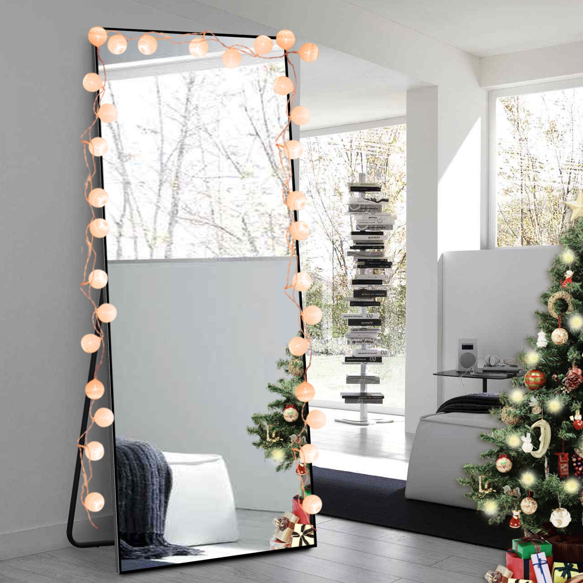 71" x 24" Floor Mirror Rectangular Mirror Full Length Mirror Large Mirror with Stands Black