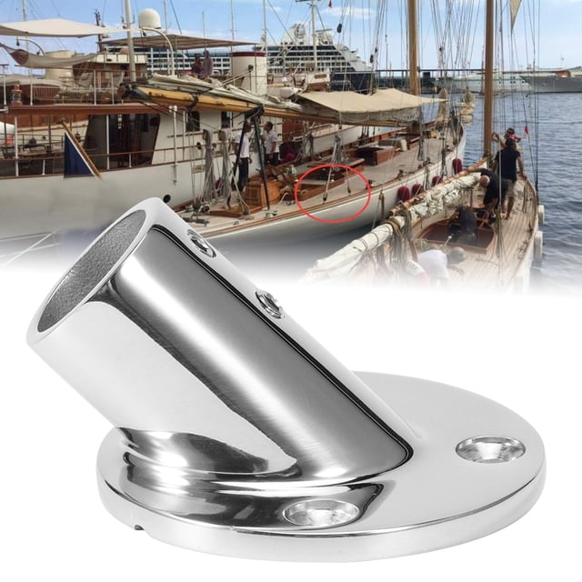 Base De Tubo Redondo De 45 Grados Accesorio De Barandilla De Pasamanos Hardware Para Barcos Marinos De Acero Inoxidable 316 Pulido Con Espejo A Prueba De Herrumbre Durable Fácil