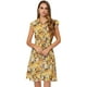 thumbnail image 1 of Vestido camisero floral de chifón de verano para mujer, manga casquillo, todos los días, casual, vestidos de cintura elástica ahumados Amarillo XL, 1 of 6