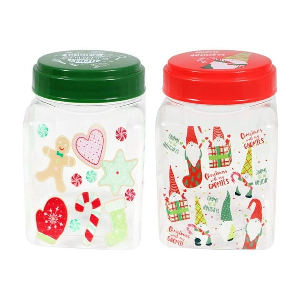 CGT Christmas Plastic Candy Jars with Lid Airtight Canisters Food