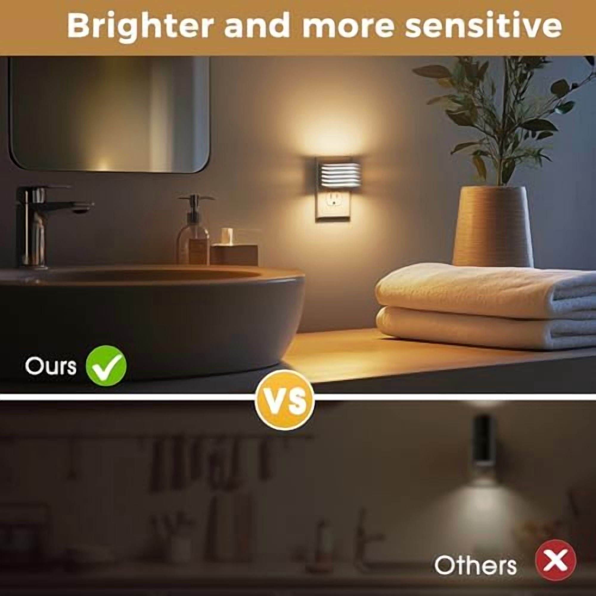 RibRave Night Lights Plug into Wall, 2 Pack Modern Night Light with Dusk to Dawn Sensor, Dimmable Plug in Night Light, Adjustable Brightness, 3000K Soft White for Bedroom Bathroom Hallway(Silver)