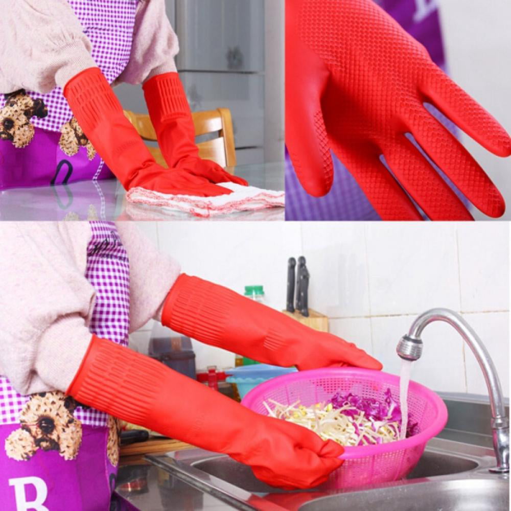 Rubber Cleaning Gloves Kitchen Dishwashing Glove -Long Sleeve latex ...