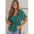 thumbnail image 1 of Women's Green Puff Sleeve Smocked Top, 1 of 20