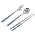 thumbnail image 4 of 304 Stainless Steel Fork Spoon Chopsticks Set Flatware Reusable Utensils Set for Students Office WorkersBlue Silver, 4 of 5