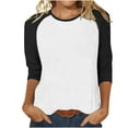 thumbnail image 7 of Htigea Raglan 3/4 Sleeve Tops for Women Trendy Patchwork Pullover Tee Crewneck Baseball Sport Tshirt Black,2XL, 7 of 7