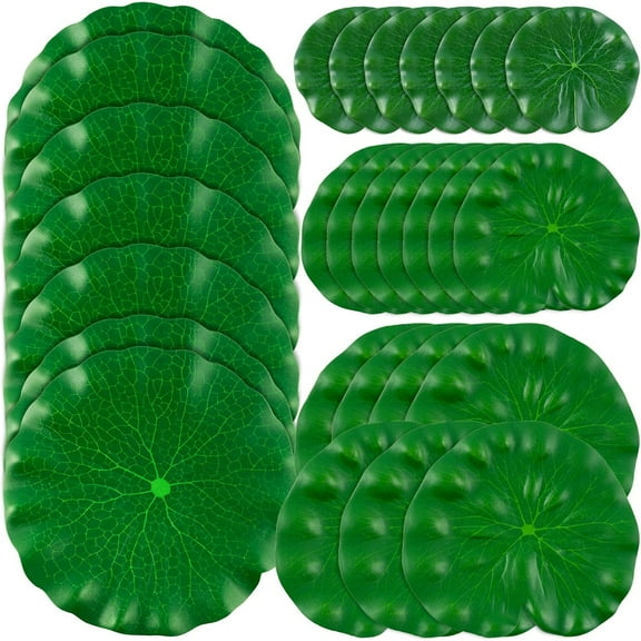 28 Pcs Realistic Lily Pads Leaves for Ponds, 4 Kinds Artificial Floating Foam Lotus Leaves, Water Lily Pads Foliage Pond Decor for Pond Pool Koi Fish Patio Aquarium