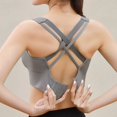 thumbnail image 4 of Gibobby Sujetadores de mujer con cuerda a de golpes para correr Fitness ropa interior de tamaño Brasier deportivo para mujer(Gris,M), 4 of 5
