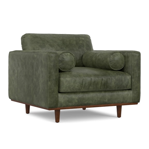 Simpli Home Morrison 42 inch Wide Mid-Century Modern Arm Chair in Moss Green