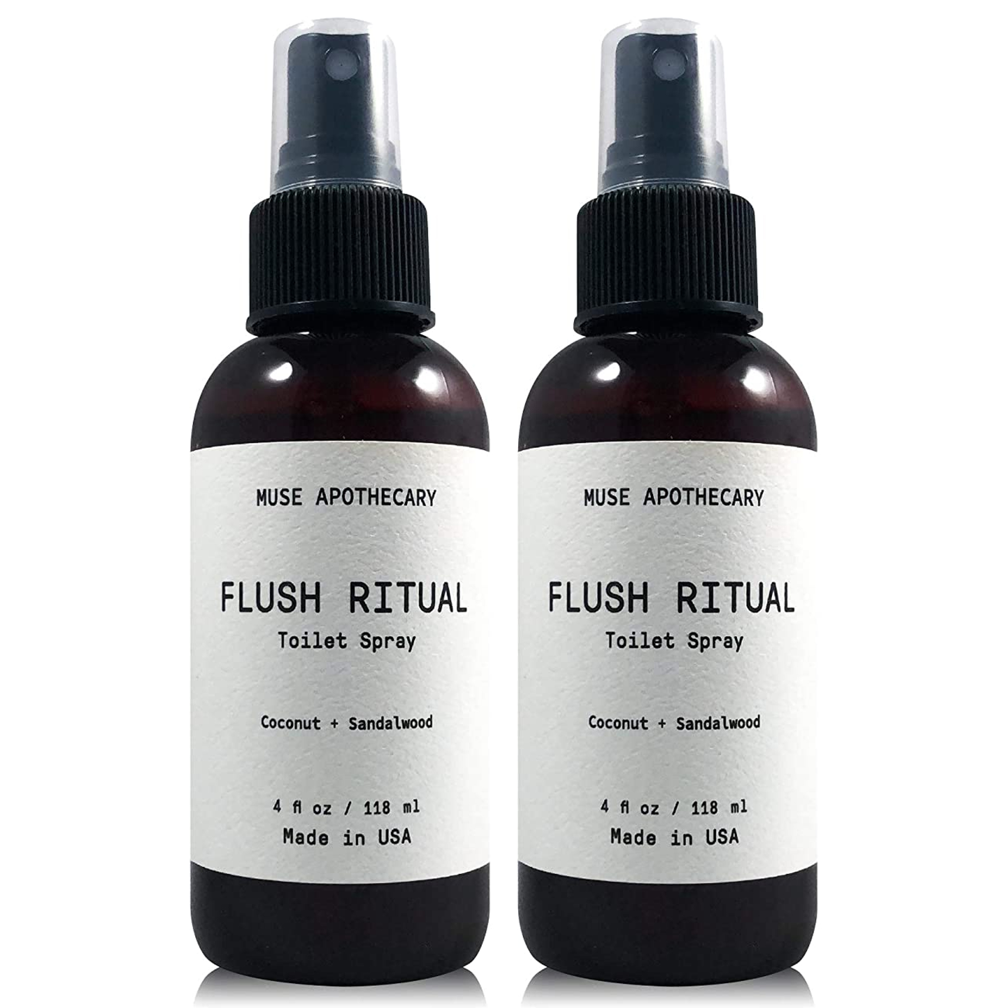 Muse Apothecary Flush Ritual Luxury Aromatherapy Toilet Bowl Spray Freshener Bathroom Deodorizer with Essential Oils 4 Oz 2-Pack