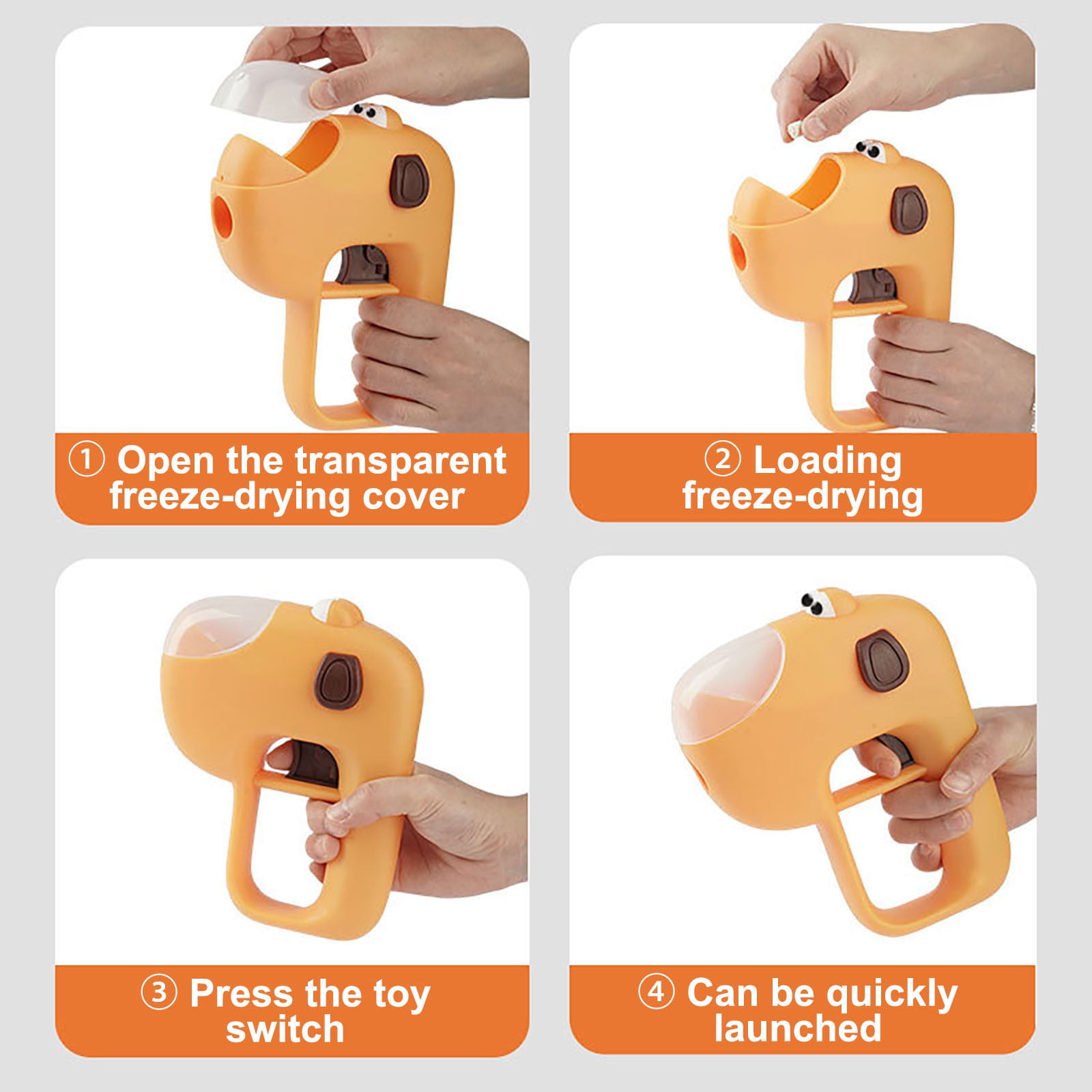 Hippo Shape Interactive Pet Treat Launcher Pets Food Dispenser Toy Pet Training Fetch Toy Food Shooter For Dog Cat(Orange-6.7X3.7In)