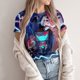 thumbnail image 5 of Hazbin Hotel Moda Casual Mujer Impreso de manga corta Cuello redondo Pullover Tops Azul/S, 5 of 6