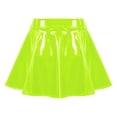 thumbnail image 4 of YONGHS Women's Glossy Latex Leather Short Mini Skirt Pole Dance Raves Clubwear Costumes Fluorescent Green M, 4 of 7