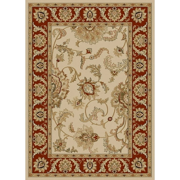 Radici Usa Como Area Rug 1621 Ivory/Brick Italian Bordered 5' 5" x 7' 7" Rectangle