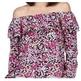 thumbnail image 2 of Michael Kors Women's Floral Print Ruffled Off The Shoulder Peasant Top Pink Size Petite X-Small, 2 of 3