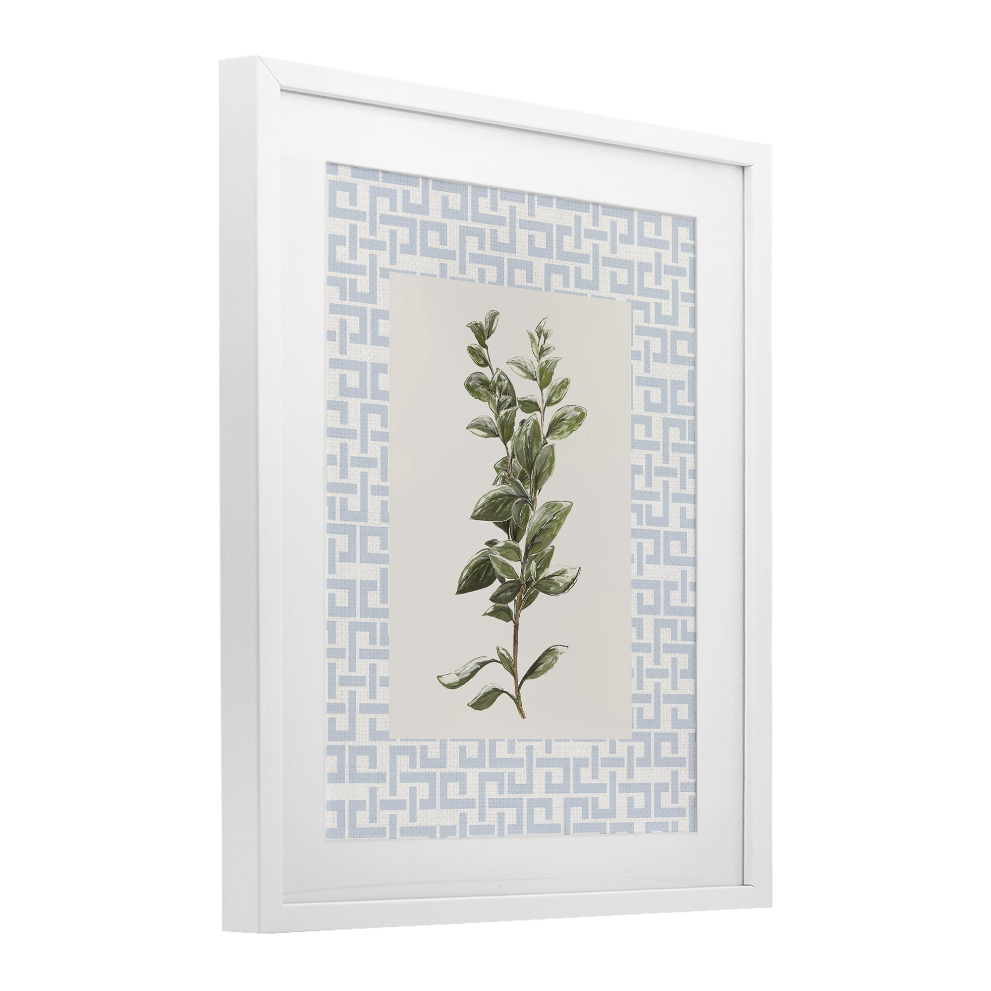 Stupell Industries Fresh Herb on Geometric White Framed Print Under Glass, design by Diannart