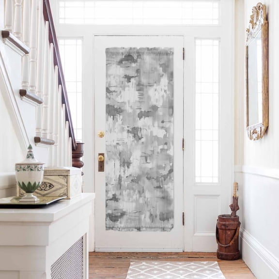 Grey Abstract Door Curtains for Door Window, French Sidelight Front Back Door Curtains With Tieback, Modern Oil Painted Art Contemporary Kitchen Rod Pocket Drapes Panel, 25"x72"